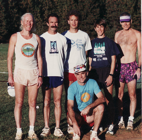 Carl Ellsworth on left, several fast runners, and Turtle George at far right.